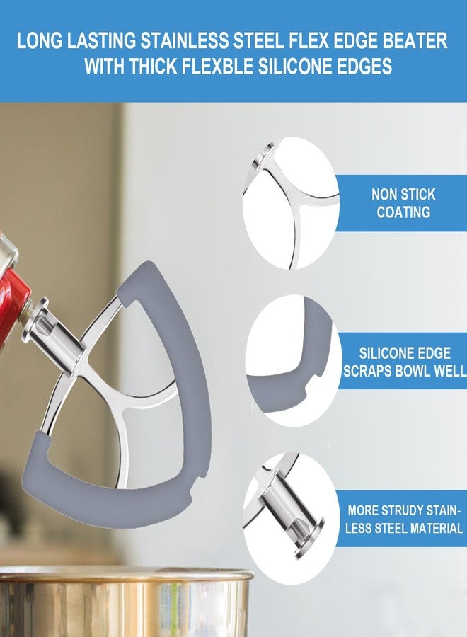 Genumix Flex Edge Beater Pouring Shield Compatible with KitchenAid 4.5-5QT Mixer Bowl and Stainless Steel Paddle for Kitchenaid Mixer, Paddle Attachment for Mixer 4.5-5 QT Tilt-Head with Silicone Edge - Image 3